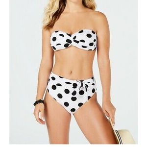 Bar III Polka Dot Bandeau Bikini Set Size Large